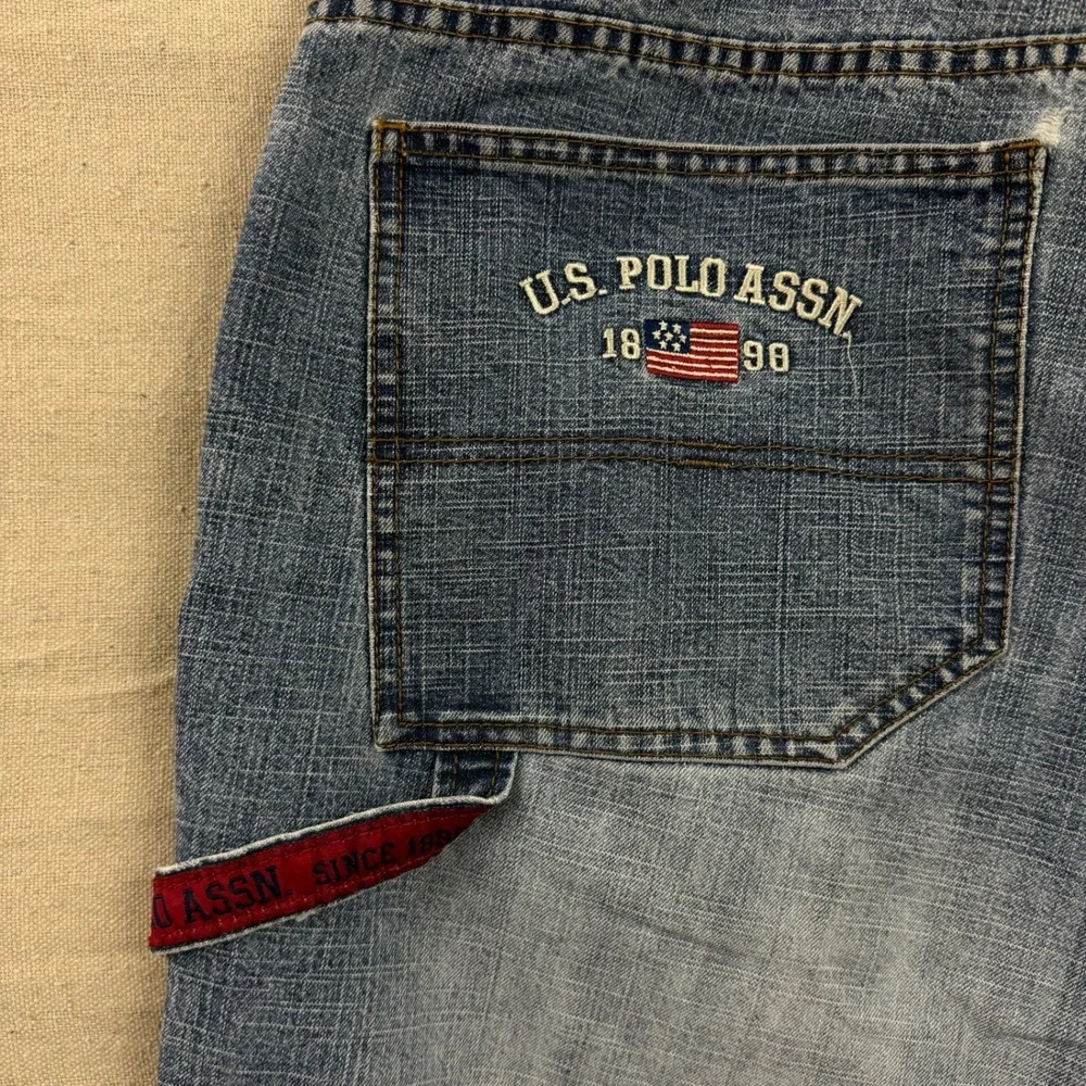 U.S. Polo Assn. Carpenter‎ Jeans Mens 40x30 Blue Light Wash Hammer Loop Denim